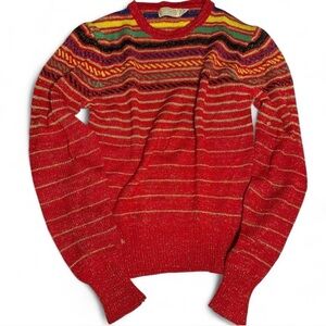 Vintage Genesis Red Metallic Holiday New Year’s Eve Knit Sweater M